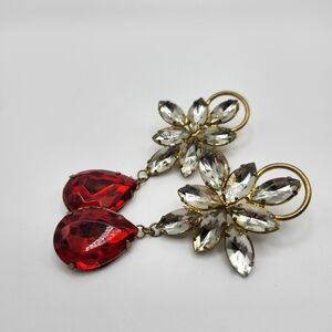 Gorgeous red & clear rhinestone earrings.   Fantastic for any holiday attire!